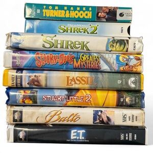 Family Movies on VHS 8 Vintage Tapes Nostalgia 90s Kid Y2K Cartoons Classics